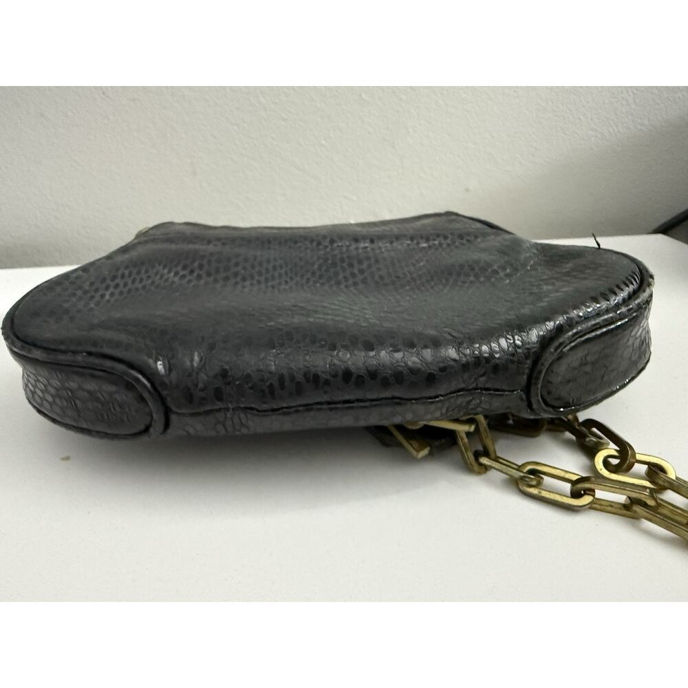 Vintage Tory Burch Black Leather Crossbody Gold Logo Chain Bag - Picture 11 of 13